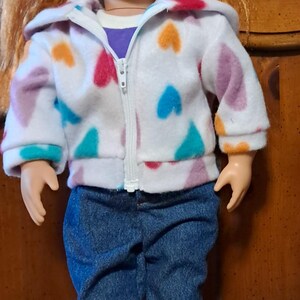 18 inch doll hoodie with jeans and a t-shirt