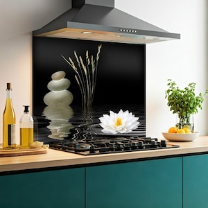 Kitchen Glass Splashback Toughened Tile Cooker Panel Any Size Zen Stones & Lily