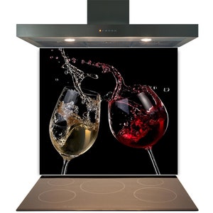 Kitchen Glass Splashback Toughened Tile Cooker Panel Any Size Two Wine Splash