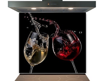 Kitchen Glass Splashback Toughened Tile Cooker Panel Any Size Two Wine Splash