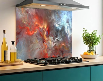 Kitchen Glass Splashback Toughened Tile Cooker Panel Any Eruption