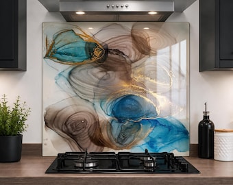 Printed Glass Kitchen Splashback 6mm Toughened Heat Resistant Hob Design No 2071
