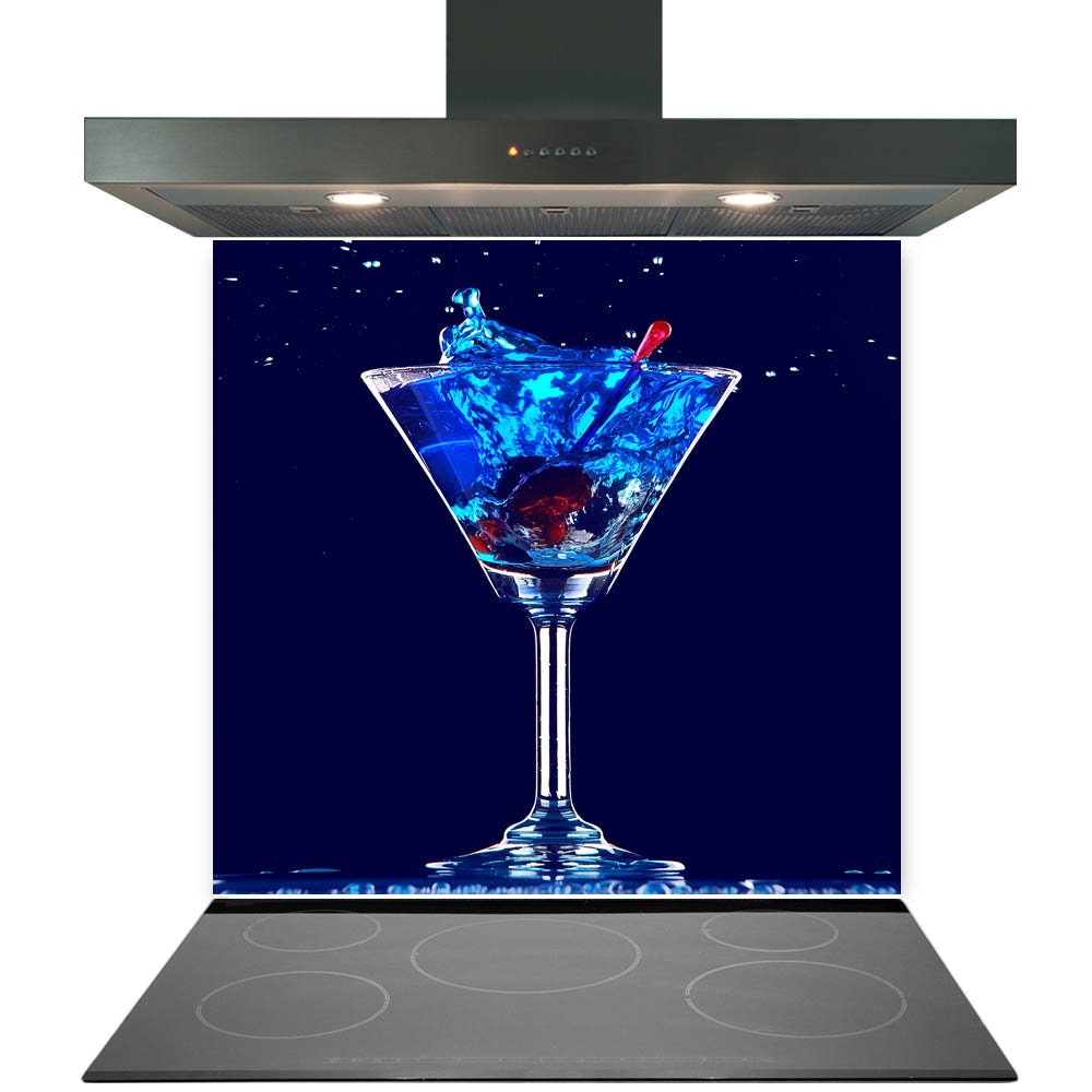 Kitchen Glass Splashback Toughened Tile Cooker Panel Any Size Blue ...