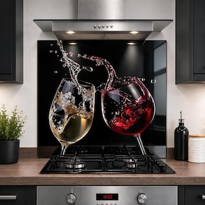 Kitchen Glass Splashback Toughened Cooker Panel Any Size Two Wine Splash Design 2074
