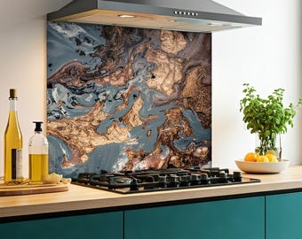 Kitchen Glass Splashback Toughened Tile Cooker Panel Any Size Gold Deluxe