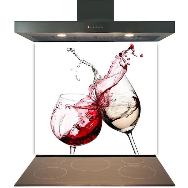 Kitchen Glass Splashback Toughened Tile Cooker Panel Any Size Red & White Wine