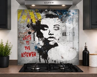 Printed Glass Kitchen Splashback 6mm Toughened Heat Resistant Hob Design No 2075