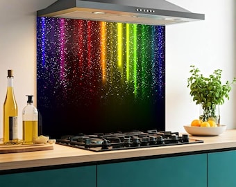 Protector contra salpicaduras de cocina de vidrio impreso / Vidrio templado resistente al calor de 6 mm / Diseño n.° 2172