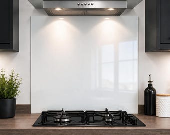 White Glass Splashback 6mm Toughened Heat Resistant Kitchen Cooker Hob Panel