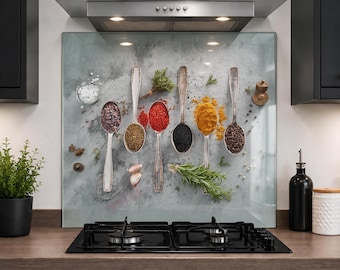 Kitchen Glass Splashback Toughened Tile Cooker Panel Any Size | Design No.2068