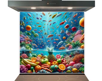Glass Splashback for Kitchen Toughened Heat Resistant Cooker Tile - Design No.2297