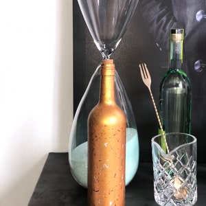 Bold Gold Splatter Paint Wine Bottle Home Decor