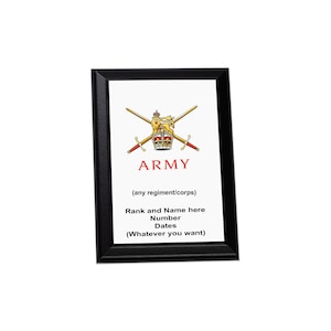 Emblema/logotipo do Exército Britânico (qualquer regimento) Placa de parede personalizada