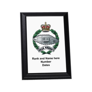 Royal Tank Regiment Personalised Wall Plaque