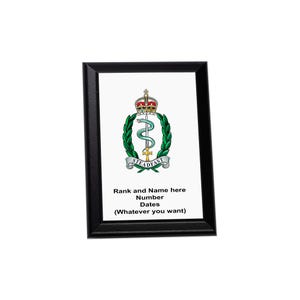 Royal Army Medical Service Personalised Wall Plaque