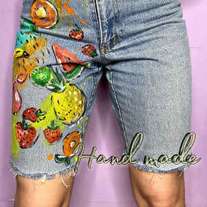 Hand-Painted jeans shorts, Personalised Clothing, Hand made