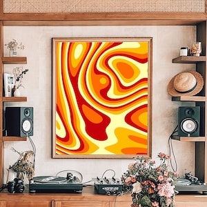 Retro 70s Psychedelic Art Print: Abstract Color Gradient (Digital Download)