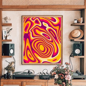 Abstract Psychedelic Art Print: Retro 70s Home Decor (Digital Download)