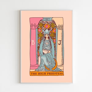 La Suma Sacerdotisa, Impresión de la Carta del Tarot, Póster de la Pared del Tarot, Cartel de la Carta de la Alta Sacerdotisa, Cartel de los Arcanos Mayores, Adivinación, Póster de Arte Vintage