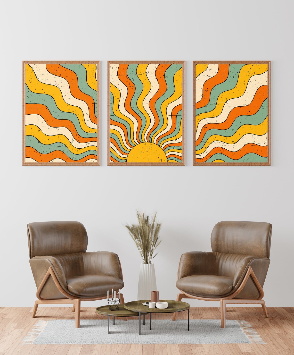 70s Set of 3 Wall Art Sun Wall Art 70s Decor Vintage Home - Etsy