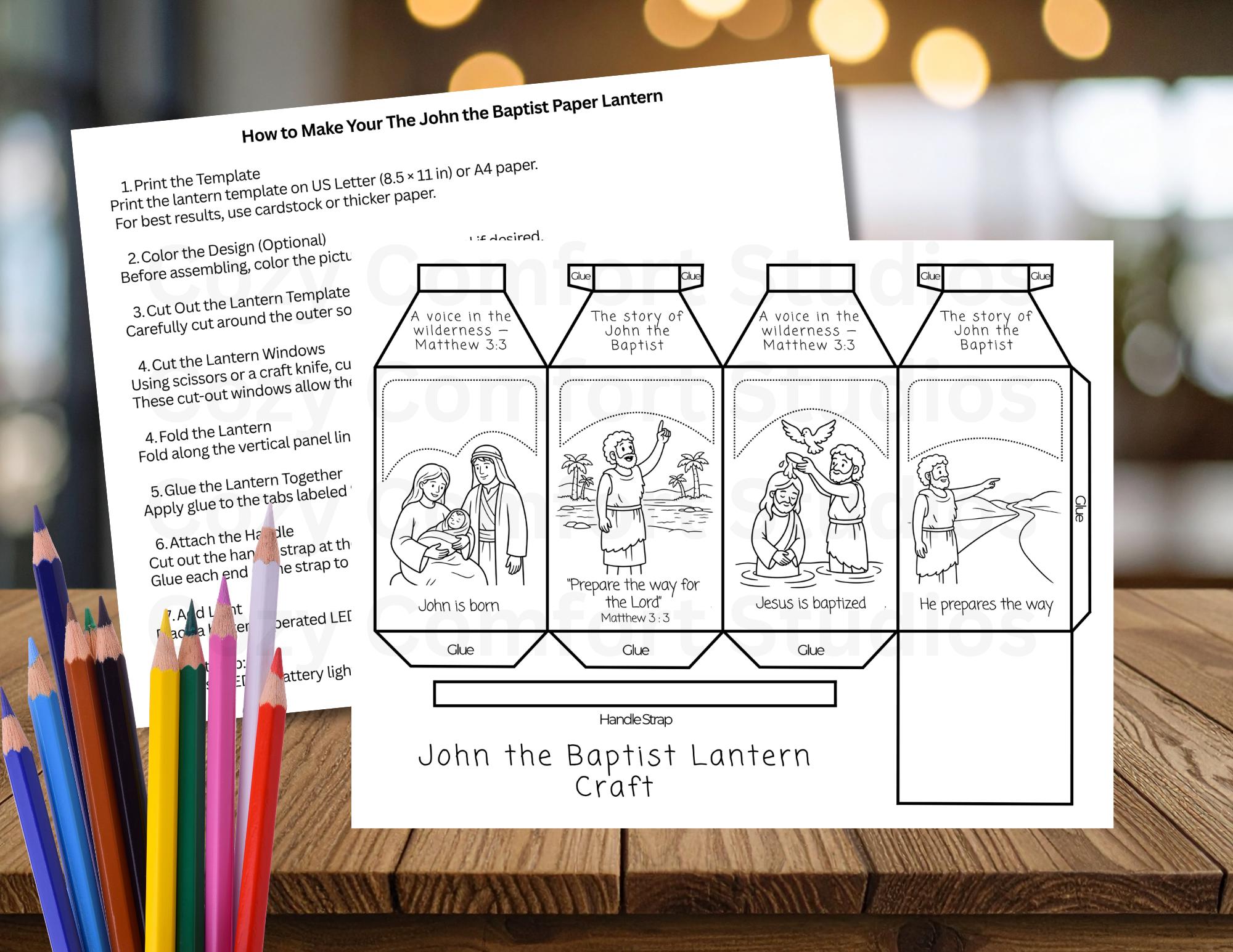 John the Baptist Craft for Kids, Bible Lantern Printable, Baptism of ...