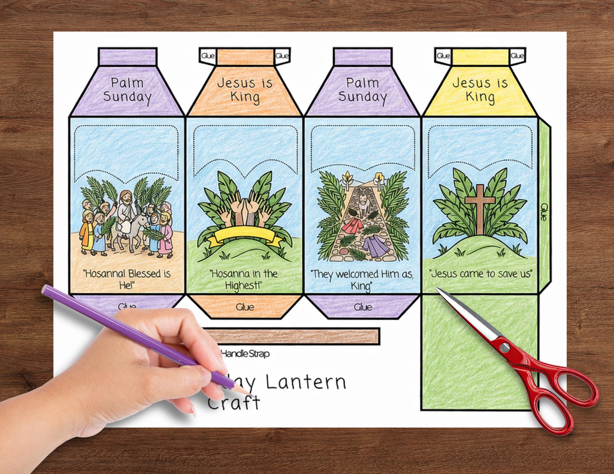 Palm Sunday Lantern Craft Printable, Christian Kids Activity, Jesus ...