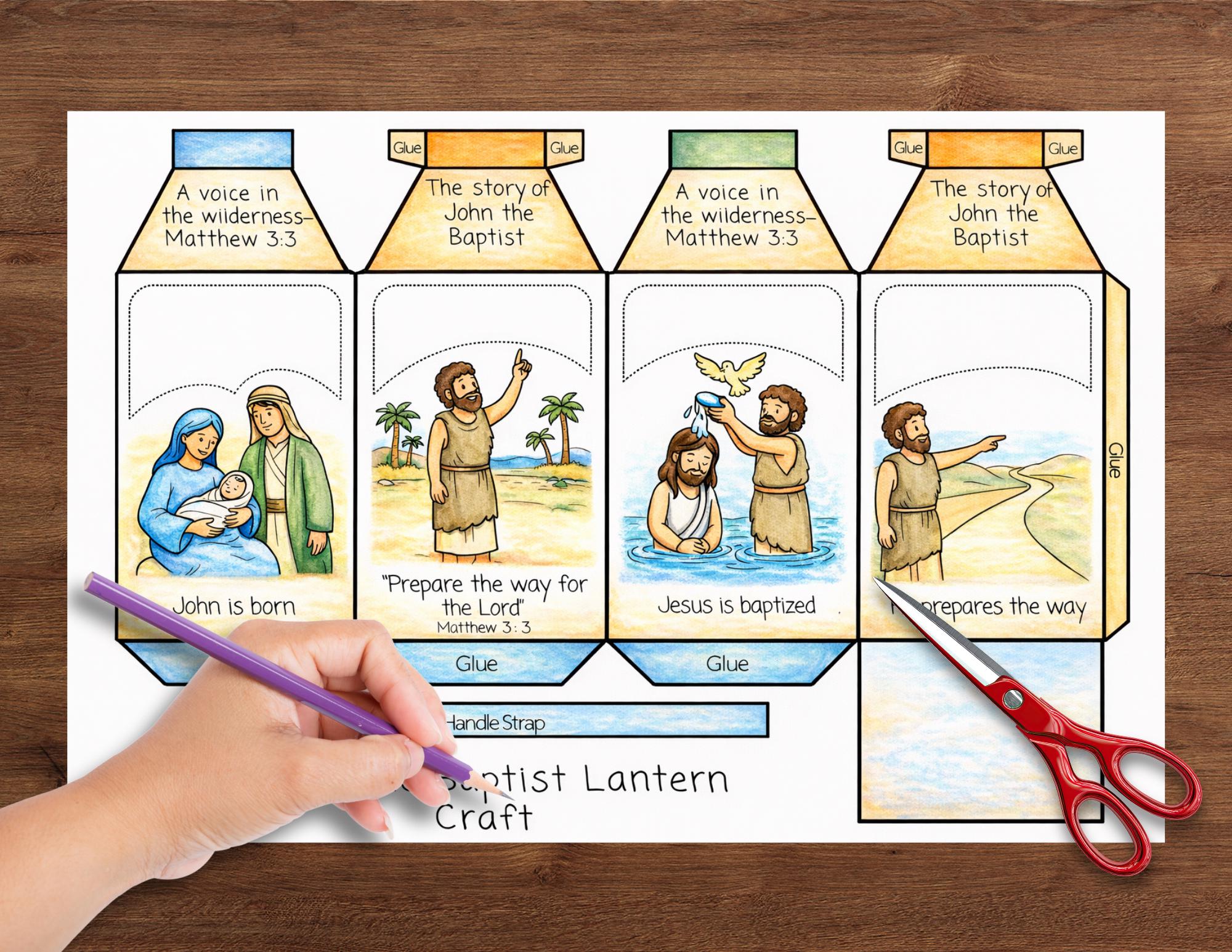 John the Baptist Craft for Kids, Bible Lantern Printable, Baptism of ...