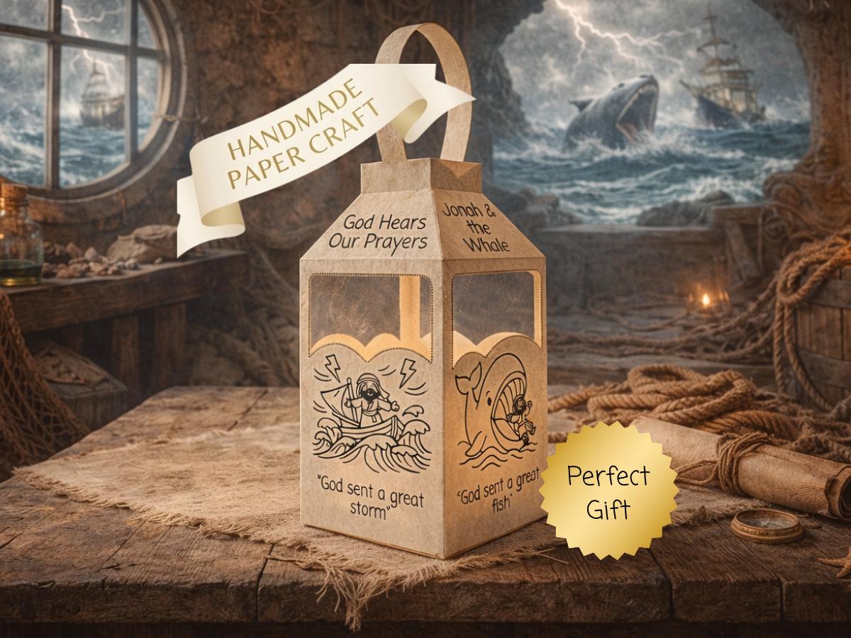 Jonah & the Whale Lantern Craft for Kids, Christian Paper Lantern…