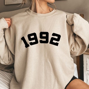 1992 Sweatshirt, 32th Birthday Sweatshirt, 1992 Birth Year Number Shirt, Birthday Gift for Women, Birthday Sweatshirt Gift 1992 Top for Her