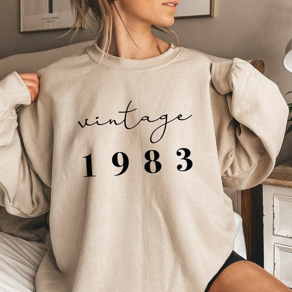 1983 Vintage Sweatshirt , 1983 Sweatshirt Hoodie, Vintage birthday year Sweatshirt, 40th Birthday Gift For Women, 40th , 50th Birthday Sweat