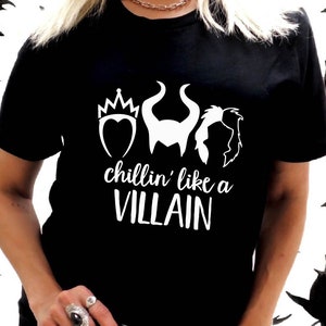 Chillin Like a Villian Shirt, Halloween shirt, Cozy Women Halloween T Shirt, Halloween Movie Tee Shirt, Bad Girls Have More Fun Shirt,