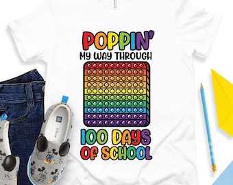 100 Days of School Shirt: Rainbow Popping Design