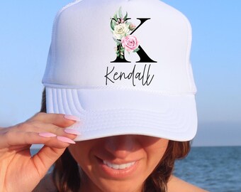 Custom Name Monogram Trucker Hat: Bachelorette Party Beach Club