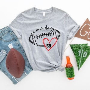 Game day Football Shirt, Game Day Football Heart Shirt, Game Day Shirt Women, Game Day Shirt, Women Football Shirt, Football Season Shirt