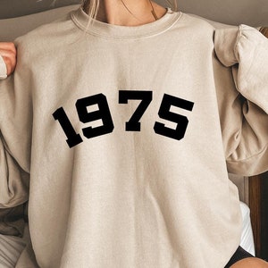1975 Sweatshirt, 50th Birthday Sweatshirt, 1975 Birth Year Number Shirt, Birthday Gift for Women, Birthday Sweatshirt Gift 1975 Top for Her