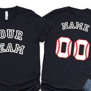 Baseball Custom name, Baseball Team Shirt, Front Baseball Team, Back Name and Number, Personalized Baseball Shirt Family, Sports Shirt