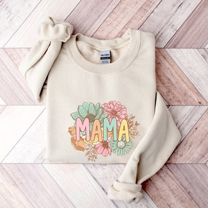 Sudadera y sudadera con capucha Floral Mama, sudadera Floral Mother, sudadera para el día de la madre, sudadera para el día de la madre, sudadera con capucha para el día de la madre imagen 1