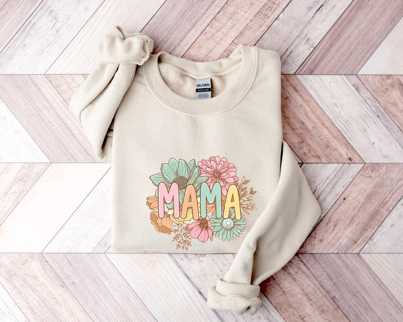 Sudadera y sudadera con capucha Floral Mama, sudadera Floral Mother, sudadera para el día de la madre, sudadera para el día de la madre, sudadera con capucha para el día de la madre imagen 1