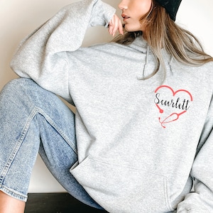 Custom Nurse Heart Pocket Size Sweatshirt and Hoodie, Nurse Sweatshirt, Gift for Nurse , Cute Pocket Size Nurse Sweatshirt, Nurse Gift