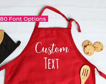Your Text Custom Apron, Custom Cooking Gift for Mom, Printed Personalised Apron with pockets, Printed Kitchen Apron for Women & Men