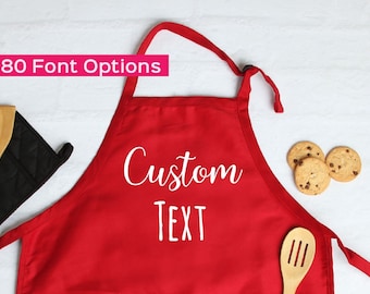 Custom Text Apron: Personalized Cooking Gift with Pockets