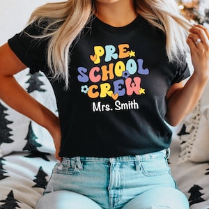 Custom Pre School Shirt For Teacher Shirt, Pre School Crew Tee, Gift Shirt For Pre School Teacher, Cute Pre School Crew Tee,Hello Pre School