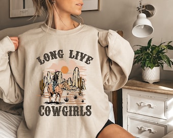 Girls Cowgirl Sweatshirt: Retro Boho Western Hoodie