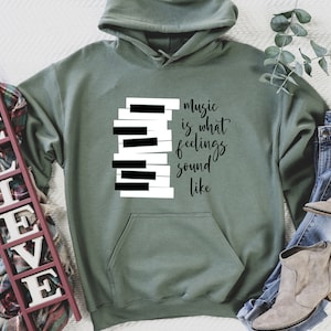 Music Lover Hoodie: &#39;What Feelings Sound Like&#39; Graphic Sweatshirt