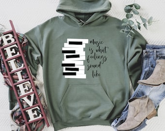 Music Lover Hoodie: 'What Feelings Sound Like' Graphic Sweatshirt