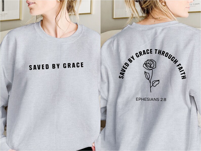 Saved by Grace Sweatshirt: Christian Crewneck with Rose image 5