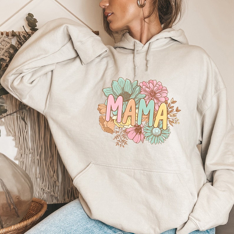 Sudadera y sudadera con capucha Floral Mama, sudadera Floral Mother, sudadera para el día de la madre, sudadera para el día de la madre, sudadera con capucha para el día de la madre imagen 2