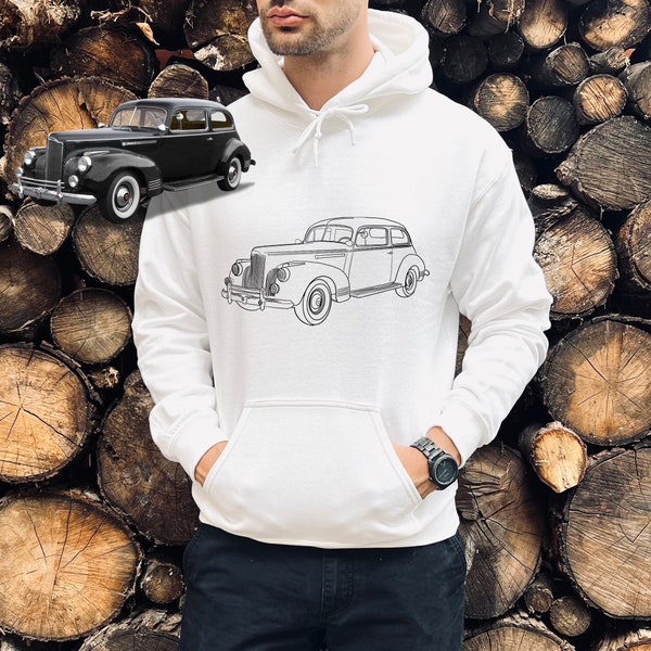 Custom Line Art Classic Car Sweatshirt and Hoodie, Custom Classic Car Outline Sweatshirt and Hoodie, Custom Car Sweatshirt for Car Lovers