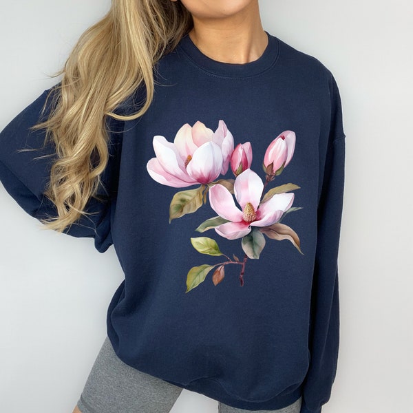 Magnolia sweatshirt,flower sweatshirt women wild flower sweatshirt,Wildflowers sweatshirt,Flower hoodie