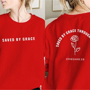 Saved by Grace Sweatshirt: Christian Crewneck with Rose image 4